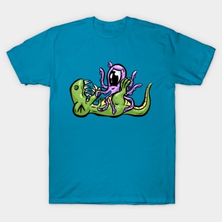 Dinosaur and Octopus Tickling Time T-Shirt